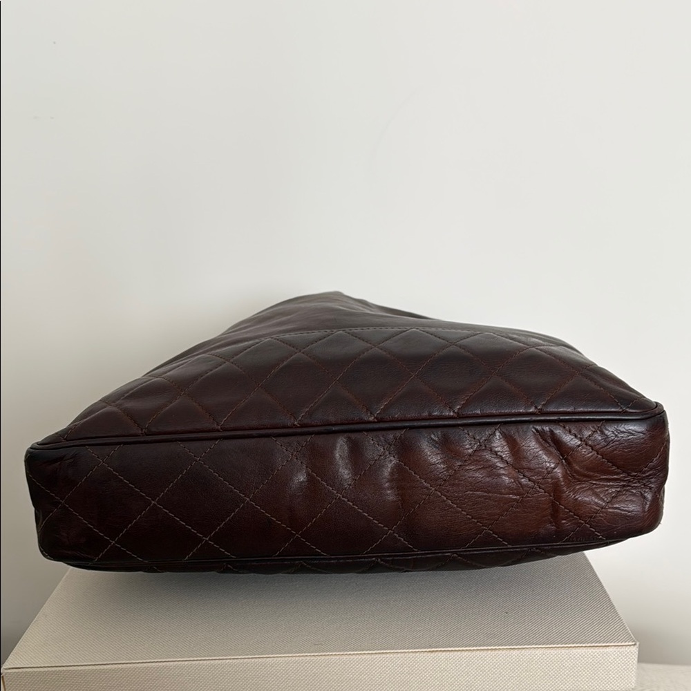 CHANEL Quilted Calf Skin Brown Medium Shopper Tote, Vintage. - Picture 5 of 14